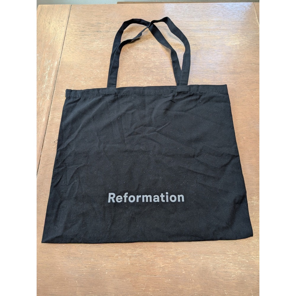 Reformation Black Canvas Logo Tote Bag Reusable Shopper Minimalist Everyday Bag